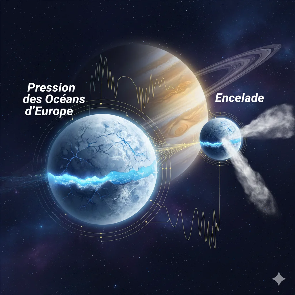 Pression des Océans d'Europe et Encelade